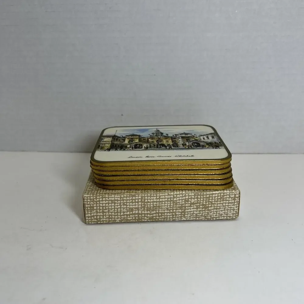 Vtg Coasters London England Landmarks Cork Backs Qty 6 WJB Ltd Made In Britain